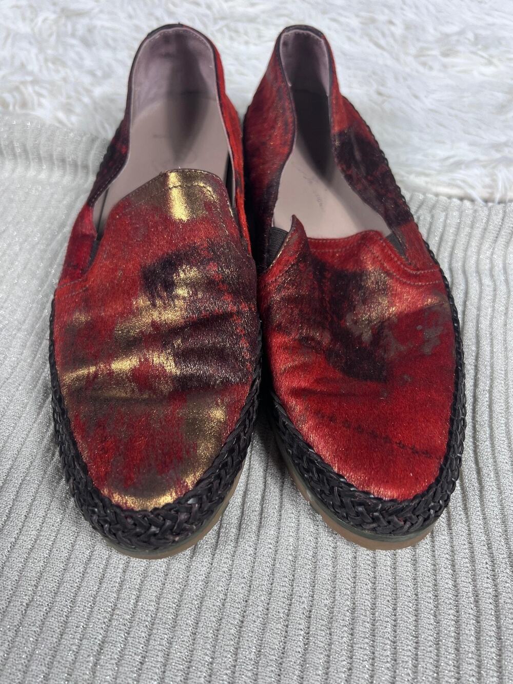 Donald J Pliner Slip-On Loafers Shoes Womens Size 6.5 Red Perly Italy Made